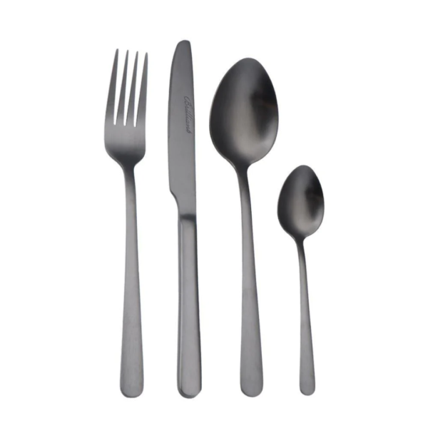 Brilliant Oslo Black 18/0 Stainless Steel 16-Piece Flatware Set