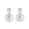 Karing Sterling Silver Pearl & Cubic Zirconia Studs