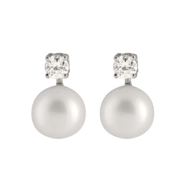 Karing Sterling Silver Pearl & Cubic Zirconia Studs