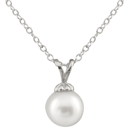 Karing Sterling Silver 17'' Necklace with Silver Pearl Pendant