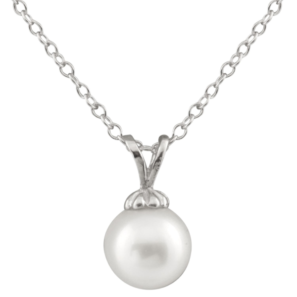 Karing Sterling Silver 17'' Necklace with Silver Pearl Pendant