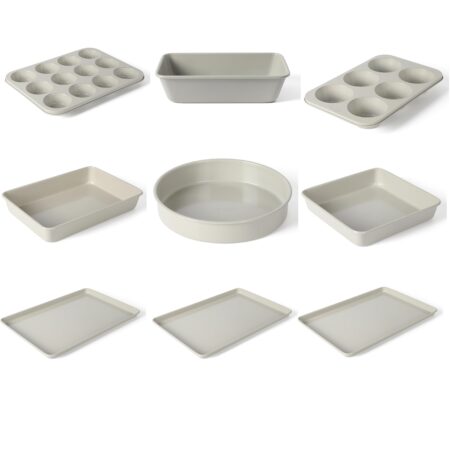 Martha Stewart Gallen 9-Piece Non-stick Carbon Steel Bakeware Set in Cool Grey