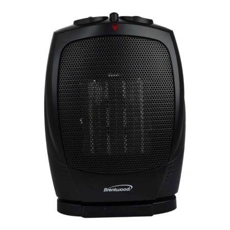 Brentwood 1500W Portable Oscillating Black Ceramic Space Heater & Fan
