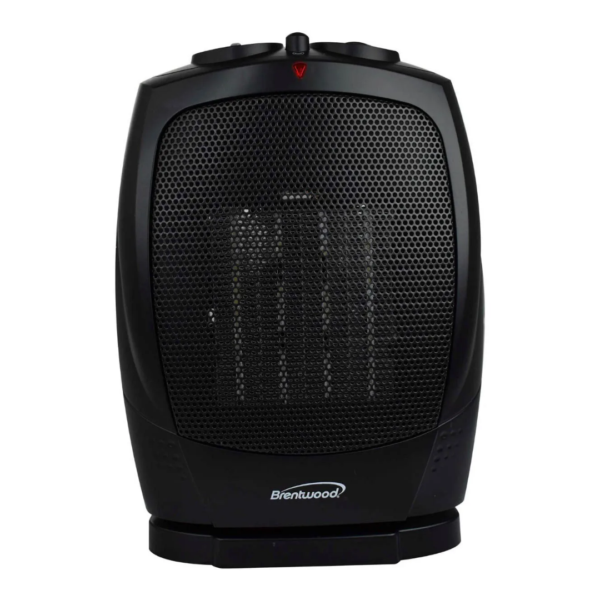 Brentwood 1500W Portable Oscillating Black Ceramic Space Heater & Fan