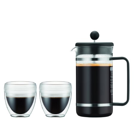 Bodum Bistro 8 Cup French Press Coffeemaker with 2 Pavina Cups