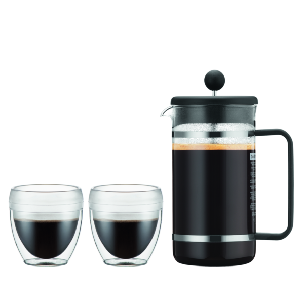 Bodum Bistro 8 Cup French Press Coffeemaker with 2 Pavina Cups