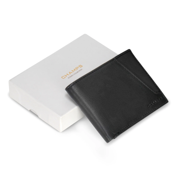 Champs Iconic Collection Leather Bi-Fold Wallet in Black