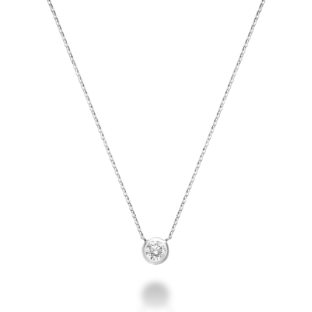 Hemsleys Collection 14K White Gold Round Diamond Bezel Set Necklace