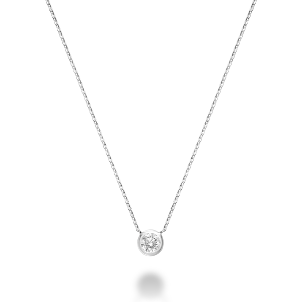 Hemsleys Collection 14K White Gold Round Diamond Bezel Set Necklace