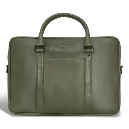 Champs Onyx Collection Leather Slim Briefcase in Khaki