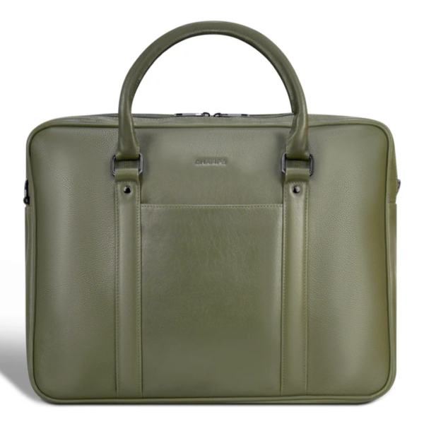 Champs Onyx Collection Leather Briefcase in Khaki