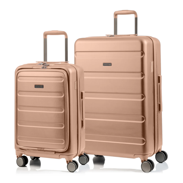Champs Tech Collection 2-Piece Hardside Luggage Set in Rose Gold