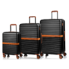 Champs Vintage II Collection 3-Piece Hardside Luggage Set in Black