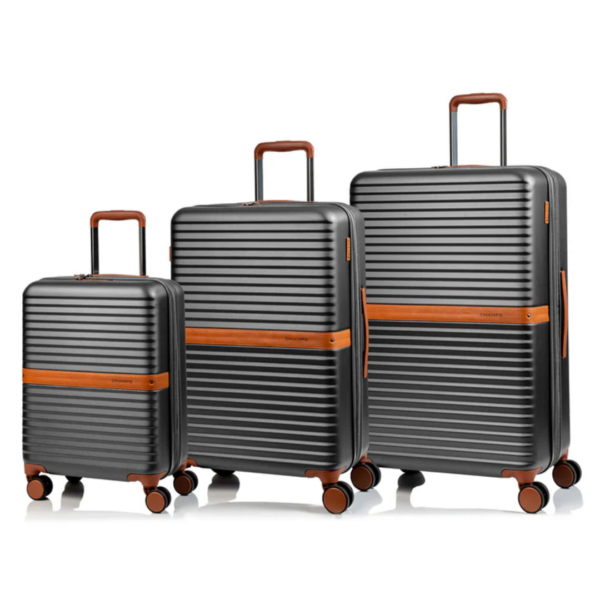 Champs Vintage II Collection 3-Piece Hardside Luggage Set in Grey