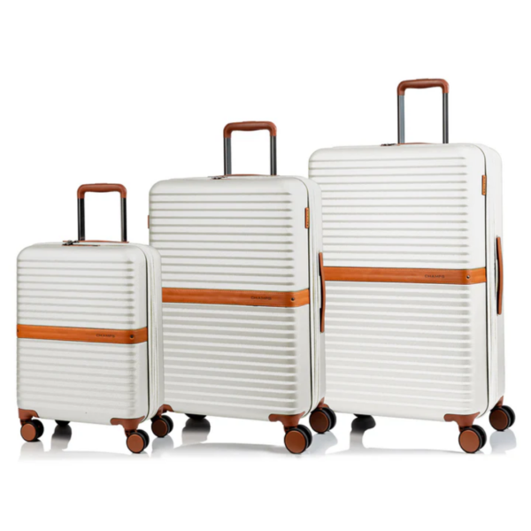 Champs Vintage II Collection 3-Piece Hardside Luggage Set in Ivory