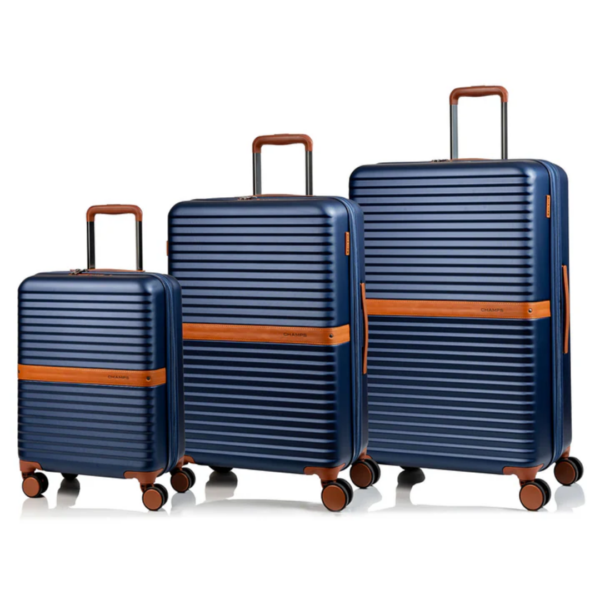 Champs Vintage II Collection 3-Piece Hardside Luggage Set in Navy