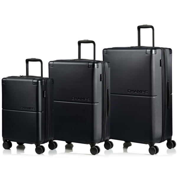 CHAMPS Earth Collection 3Piece Hardside Luggage Set in Black