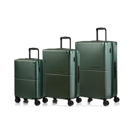 CHAMPS Earth Collection 3 Piece Hard side Expandable Luggage Set in Green