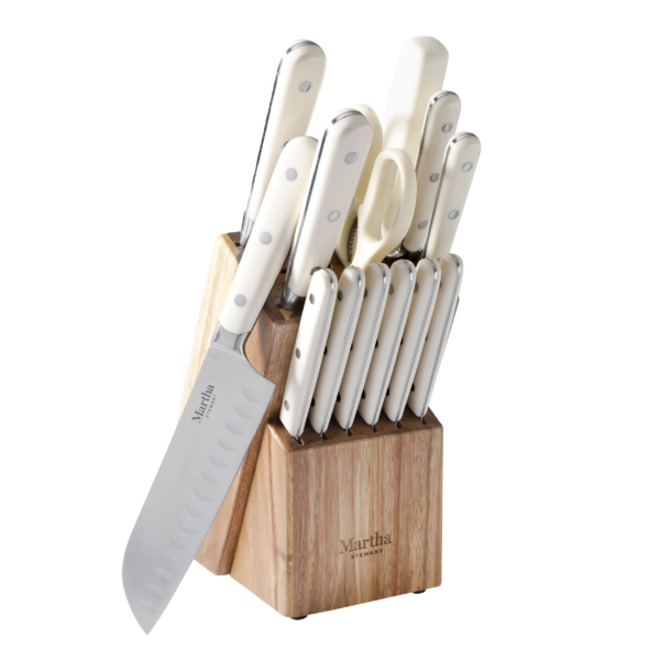 Martha Stewart Ruxton 14 Piece SS Knife Set w/Ashwood Block