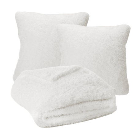 Brunelli Doudou White Faux Fur Throw Decorative Pillows
