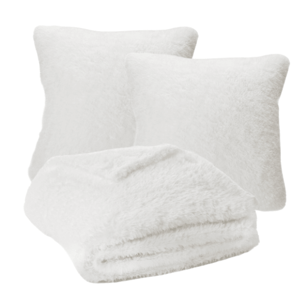 Brunelli Doudou White Faux Fur Throw Decorative Pillows