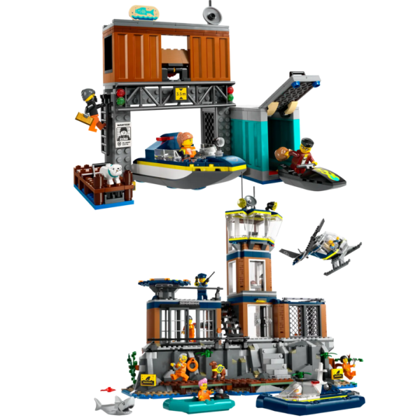 Lego Police Prison Island and Speedboat Bundle