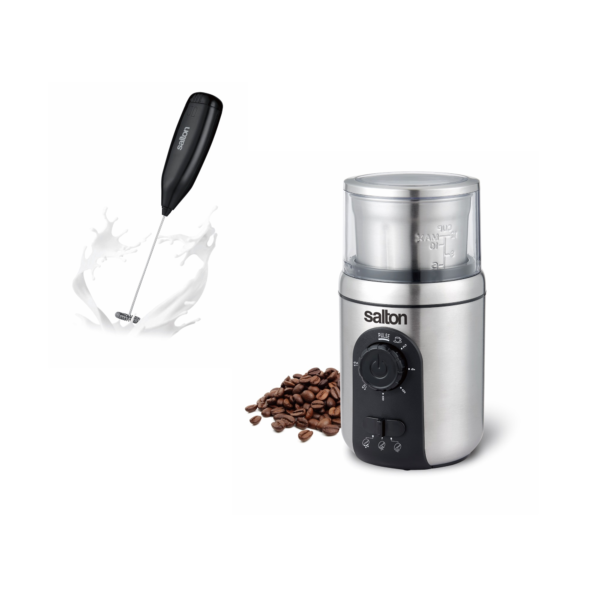 Salton Stainless Steel Coffee Grinder w Milk Frother