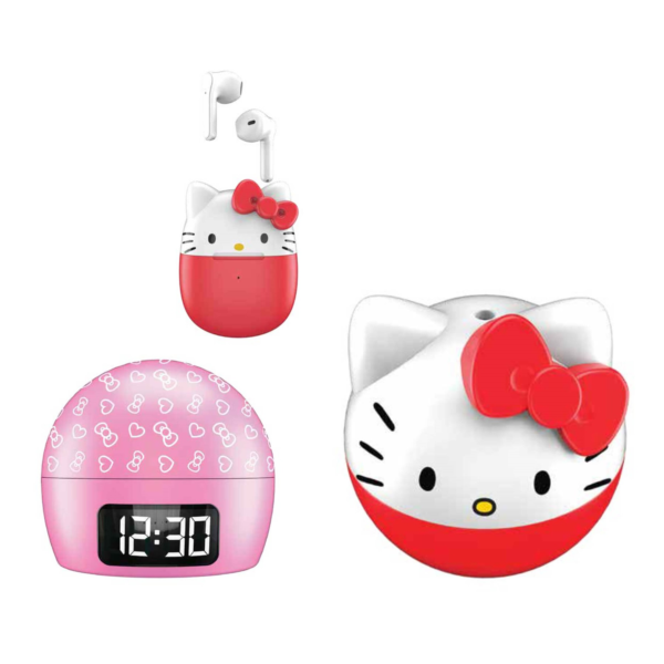 Hello Kitty Ambient Light Clock,  Tabletop Humidifier & True Wireless Earbuds with Charging Case