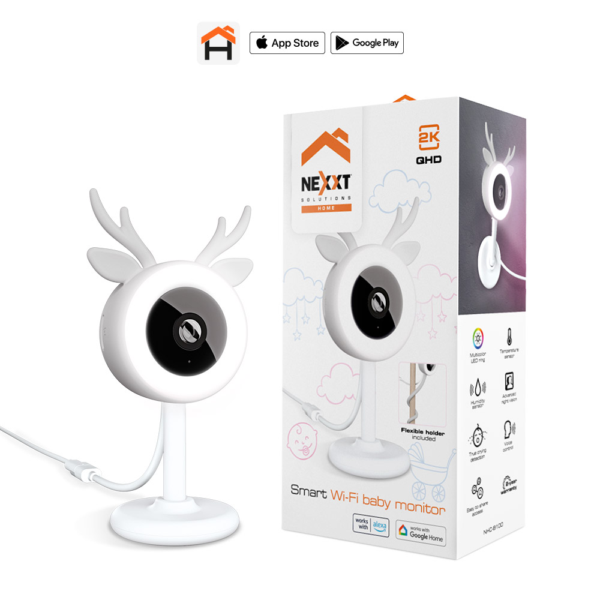 Nexxt Smart Home Indoor Wi-Fi Baby Monitor Camera 2K - White