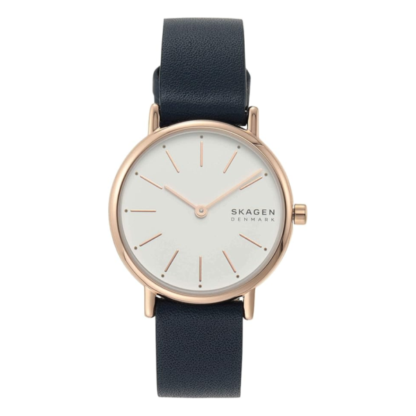 Skagen Signatur Lille Two-Hand Ocean Blue Leather Watch
